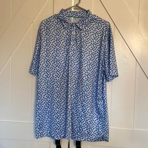 Maelreg Polo - L - Blue Palm Trees.